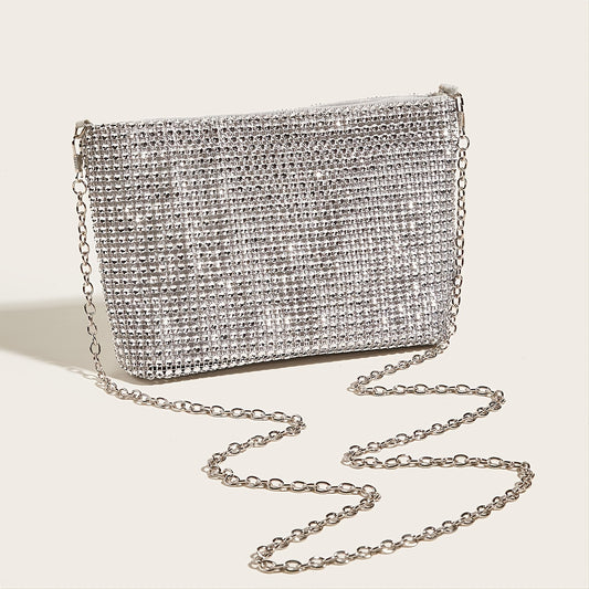 Glitter Evening Bag Women's Glamorous Clutch Bag With Chain Stylish Purse