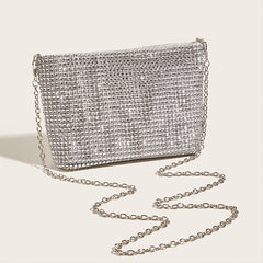 Glitter Evening Bag Women's Glamorous Clutch Bag With Chain Stylish Purse