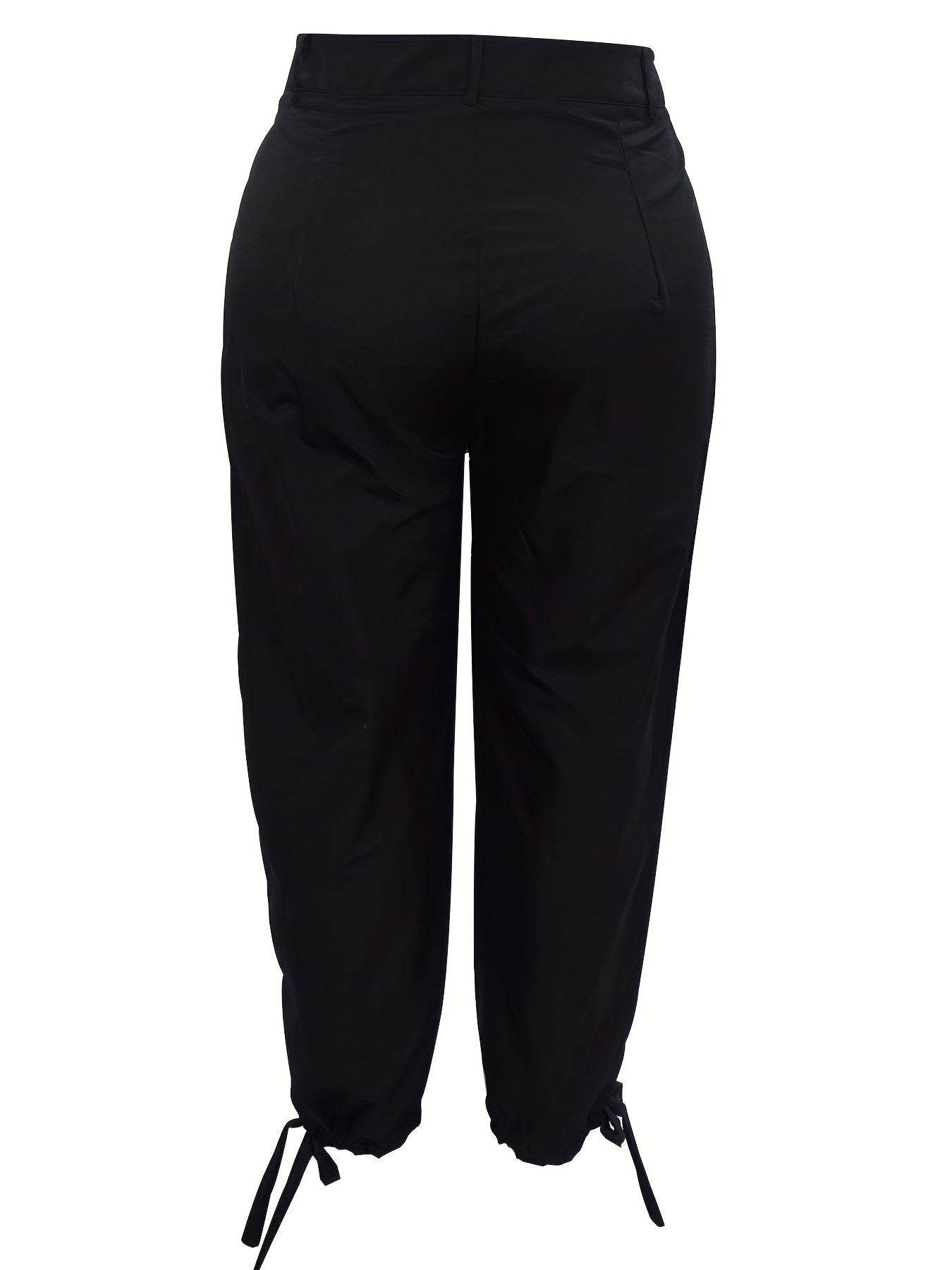 Solid Side Knot High Rise Button Fly Pants