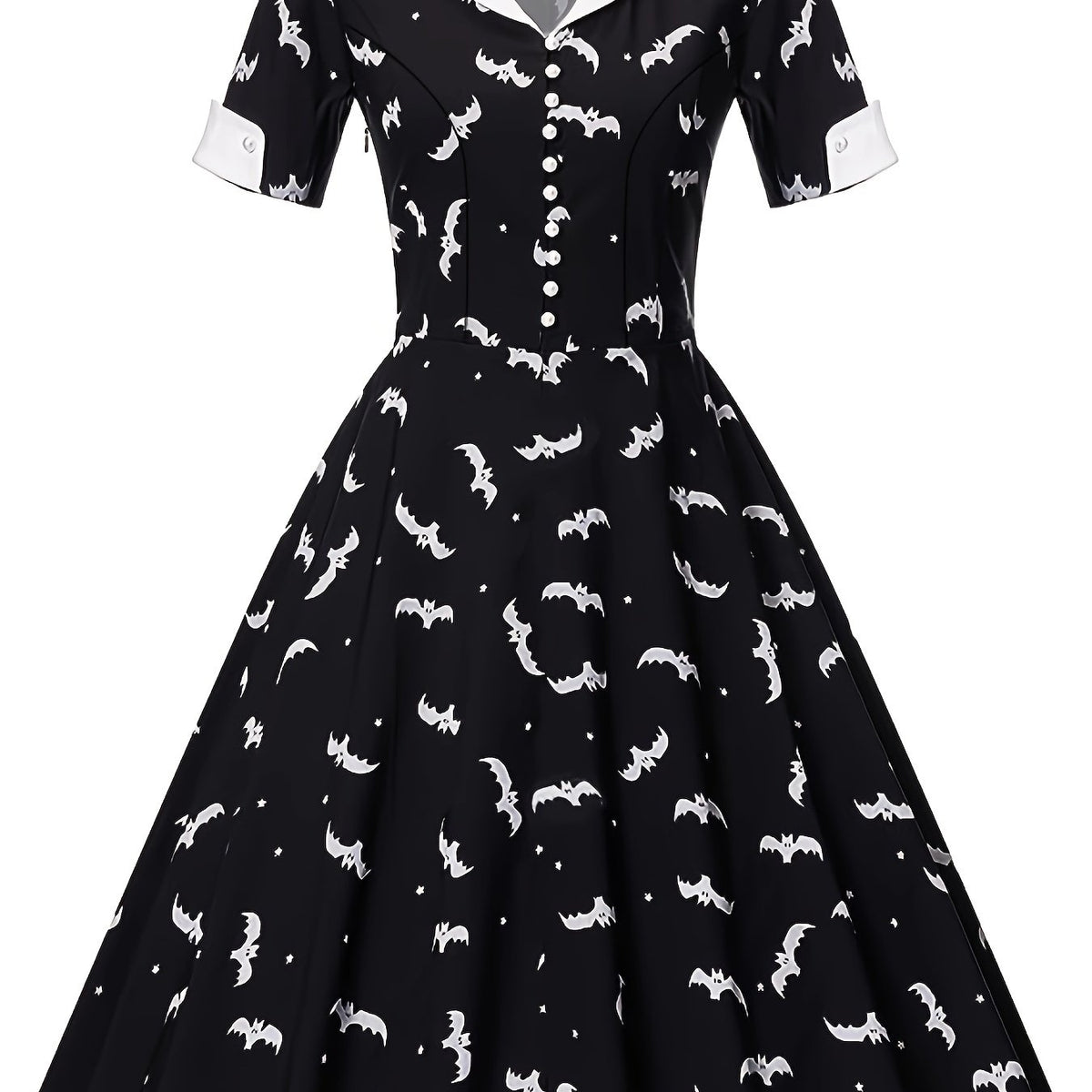  Retro Dress Women's Plus Bat Print Swing Dress