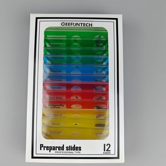 12pcs Plastic Prepared Microscope Slides Biological Specimen