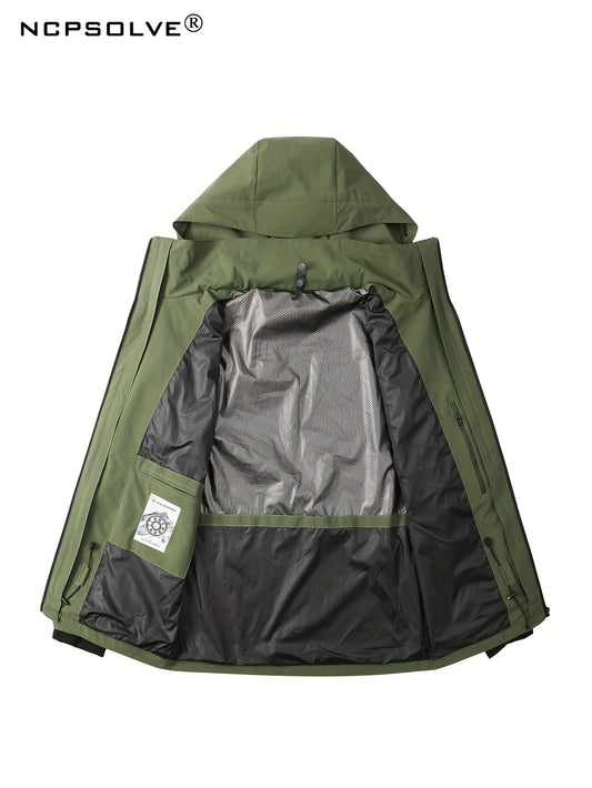Men's 3 In 1 Zip Hooded Hiking Jacket Large Pocket