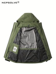 Men's 3 In 1 Zip Hooded Hiking Jacket Large Pocket