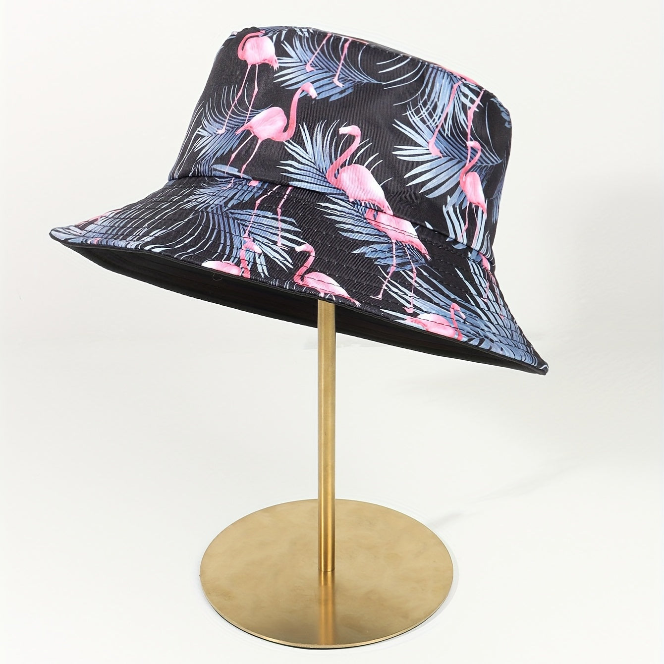 Flamingo Branch Bucket Hat Reversible Cartoon Print Basin Hat Sunscreen Fisherma