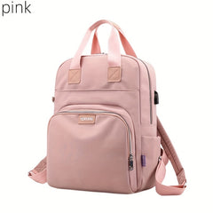 Preppy Style Laptop Backpack Solid School Bag