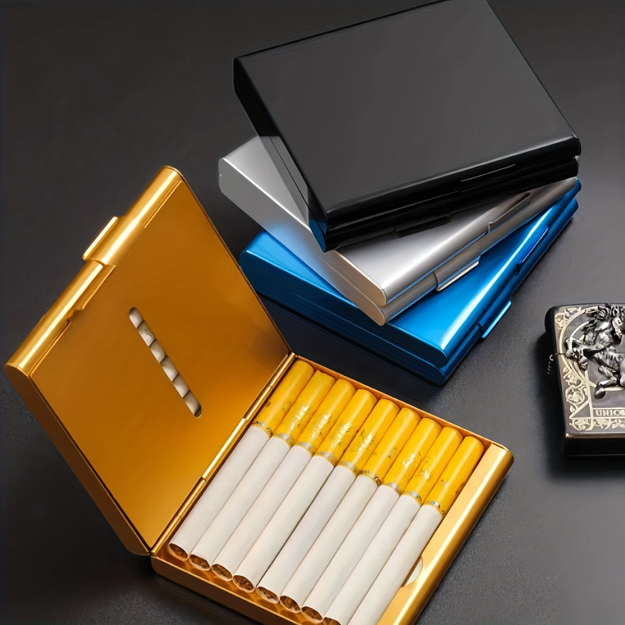 Aluminum Thin Folio Cigarette Case Clip 20 Packs