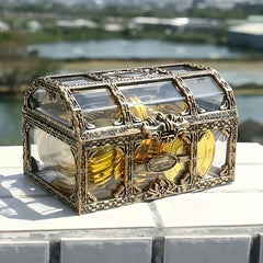 Pirate Treasure Chest Jewelry Gemstone Coin Storage Box With Lid