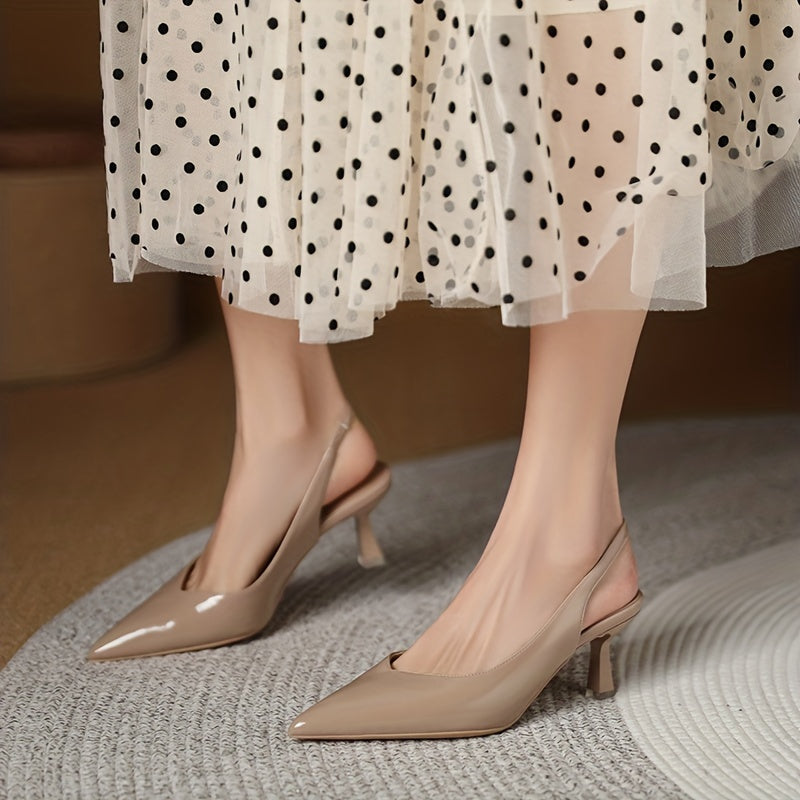 Women's Comfortable Solid Heels Slip On Shoes