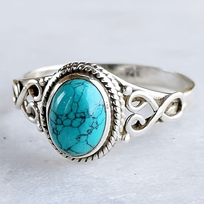 Vintage Turquoise Engagement Ring Wedding Bridal Jewelry