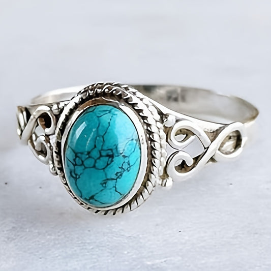 Vintage Turquoise Engagement Ring Wedding Bridal Jewelry