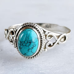 Vintage Turquoise Engagement Ring Wedding Bridal Jewelry