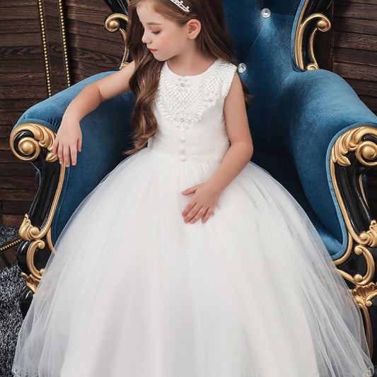 Girls Solid Princess Dress Christmas Party Dress