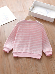 Girls' Lace Bow Front Crew Neck Pullover Sweatshirt Top