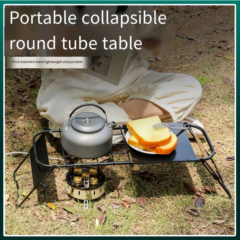 Folding Picnic Table Stove Rack Bracket Metal Portable Tea Table