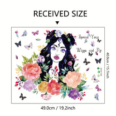 Flowers Butterfly Wall Decal Peel And Stick Home Decor For Bedroom Living Room