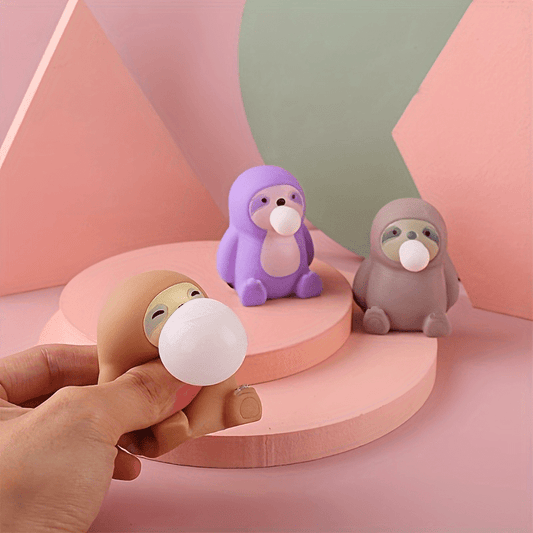 Sloth Stress Relief Toy with Soft Rubber Compression and Bubble Action