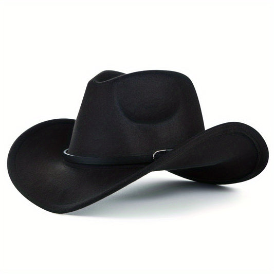 Western Cowboy Felt Hat Men's Rolled Brim Jazz Hat