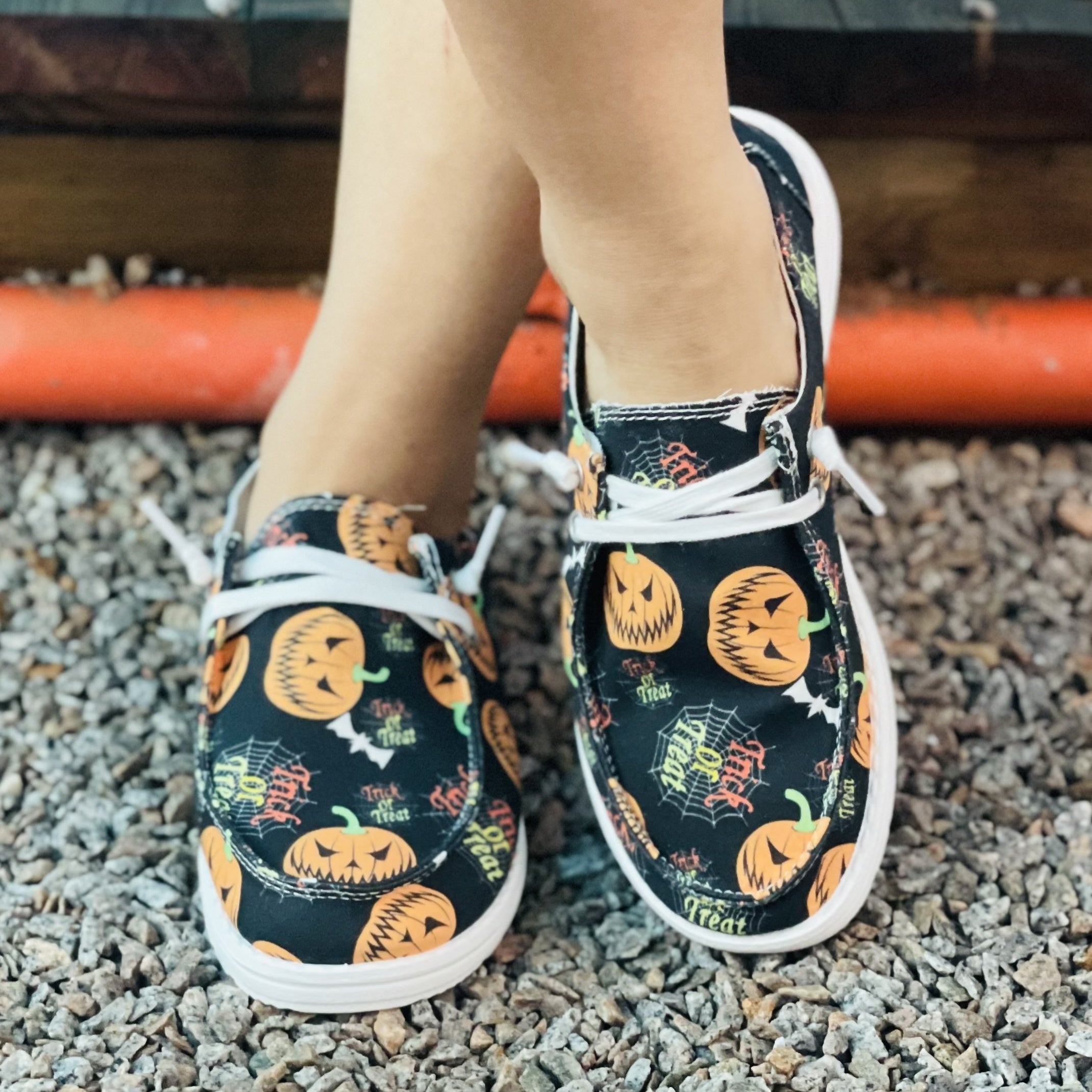 Women's Pumpkin Novelty Shoes Lace Up Low Slip On Flat Comfy Shoes