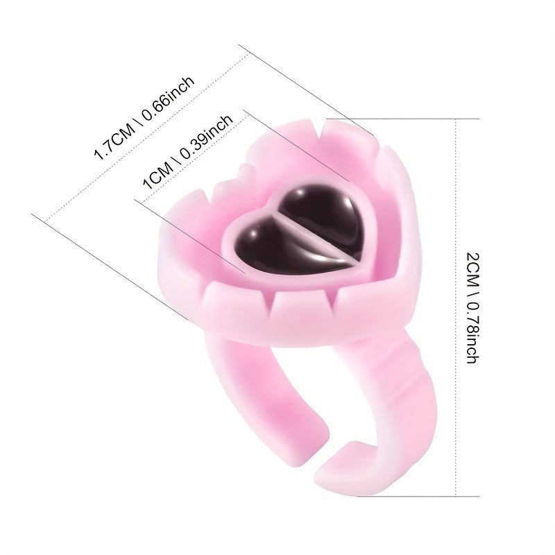 25pcs Heart Glue Rings for Eyelash Extensions Lash Glue Holders