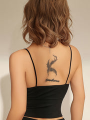 2pcs Solid V Neck Backless Crop Tops Women's Lingerie