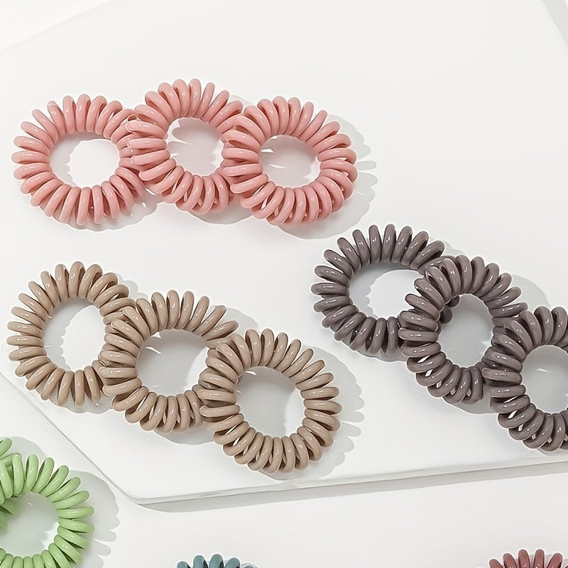 Spiral Hair Tie For Women Girls Candy Coil Hair Ring Waterproof Ponytail Holder