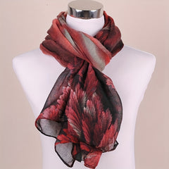 Coral Flower Silk Scarf Wrap for Daily Decoration