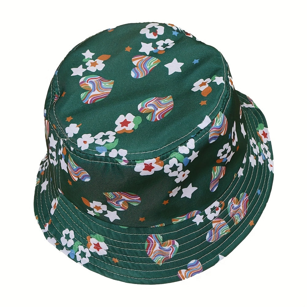Flower Print Fisherman Hat Wide Brim Bucket Hat For Men