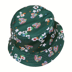 Flower Print Fisherman Hat Wide Brim Bucket Hat For Men