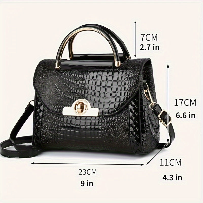 Mini Croc Pattern Shoulder Bag for Women