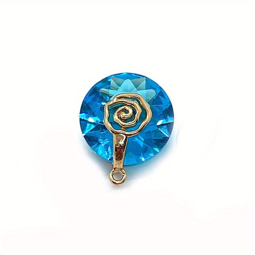 Natural Stone Faceted Crystal Pendant 14mm Round DIY Jewelry