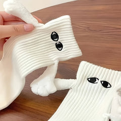 2 Pairs Couple Funny Socks with Magnetic Hand Dolls