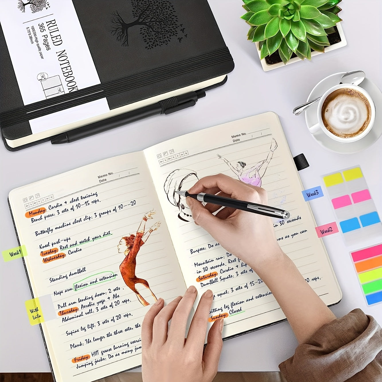 365-Page Journal Notebook Leather Hardcover for Daily Work and Writing