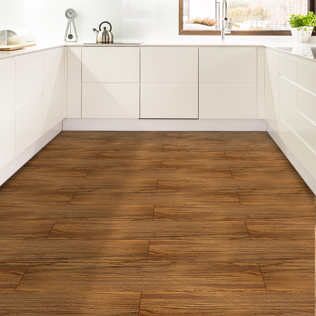 Wood Grain Printed Floor Stickers Waterproof Anti-slip Tile Stickers