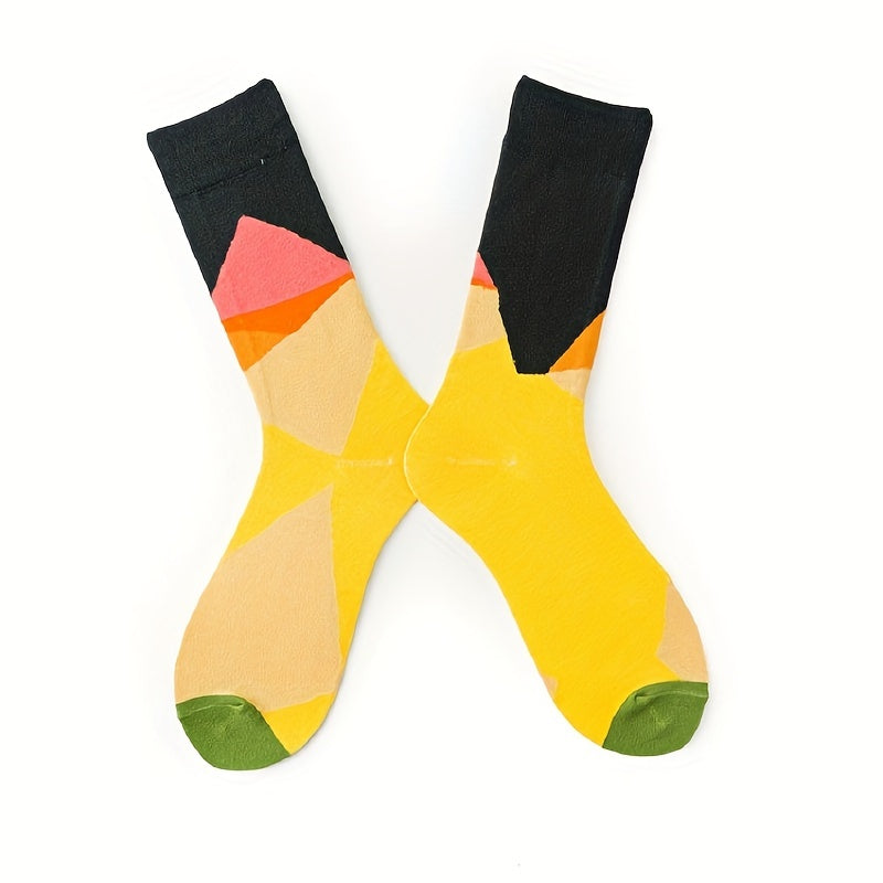 6 Pairs Floral Print Socks Mid Tube Women's Stockings