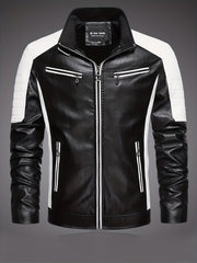 Men's Soft Shell PU Leather Jacket Windproof & Waterproof