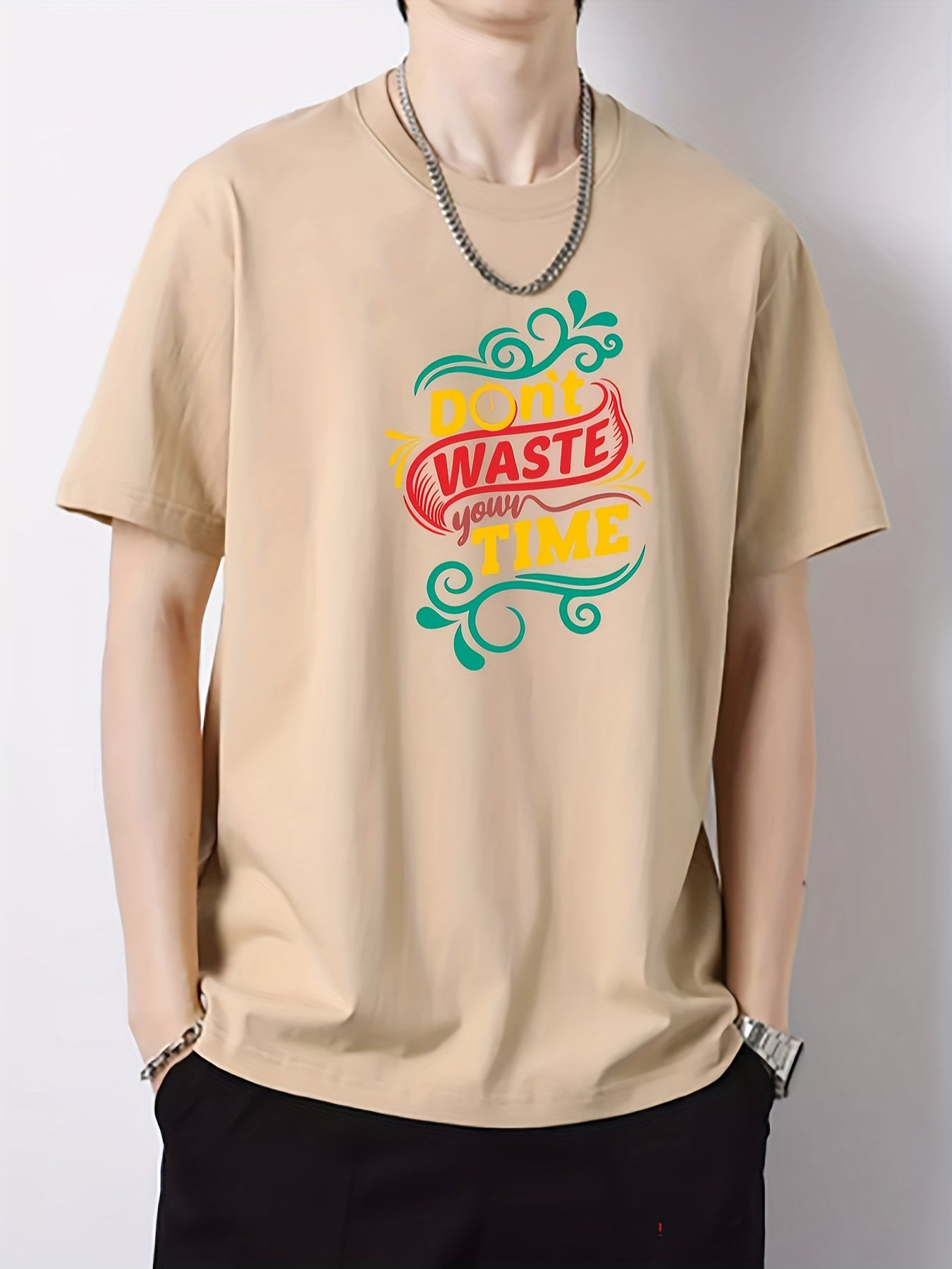 Men's Cotton Letter Print Active T-shirt