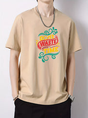 Men's Cotton Letter Print Active T-shirt