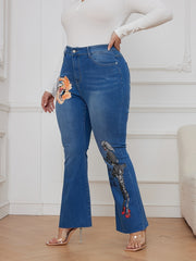  Goth Jeans Women's Plus Graphic Print Flared Leg Jeans