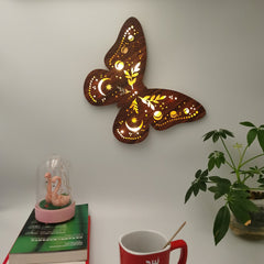 LED Butterfly Wooden Hanging Sign Retro Home Decoration