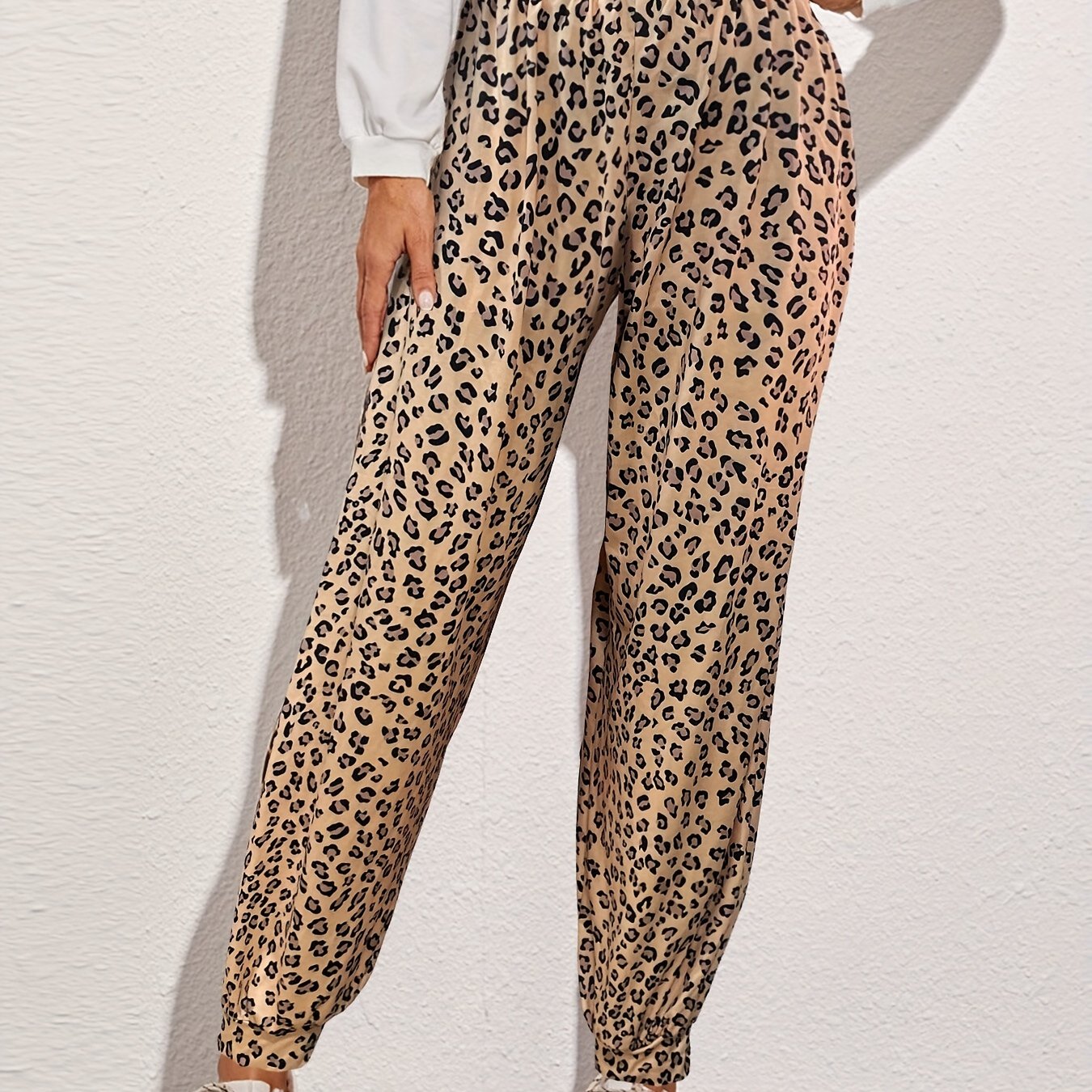  Leopard Print High Rise Jogger Trousers