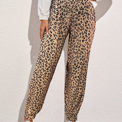  Leopard Print High Rise Jogger Trousers