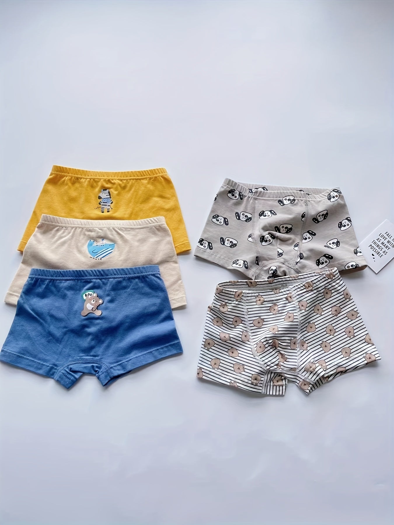 5 Boys' Boxer Briefs Animal Print Elastic Shorts Soft 95 Cotton Underwear