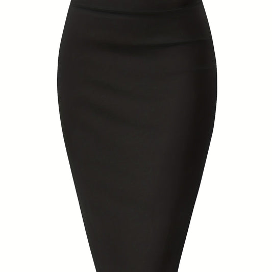 Solid Split Bodycon Skirt High Waist Skirt For Office