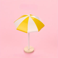 1:12 Scale Yellow Beach Umbrella Set with Wooden Stands