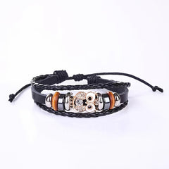 Vintage Owl PU Leather Bracelet with Zircon