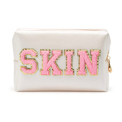 Chenille Letter Patch Comestic Bag Waterproof Portable Travel Makeup Pouch