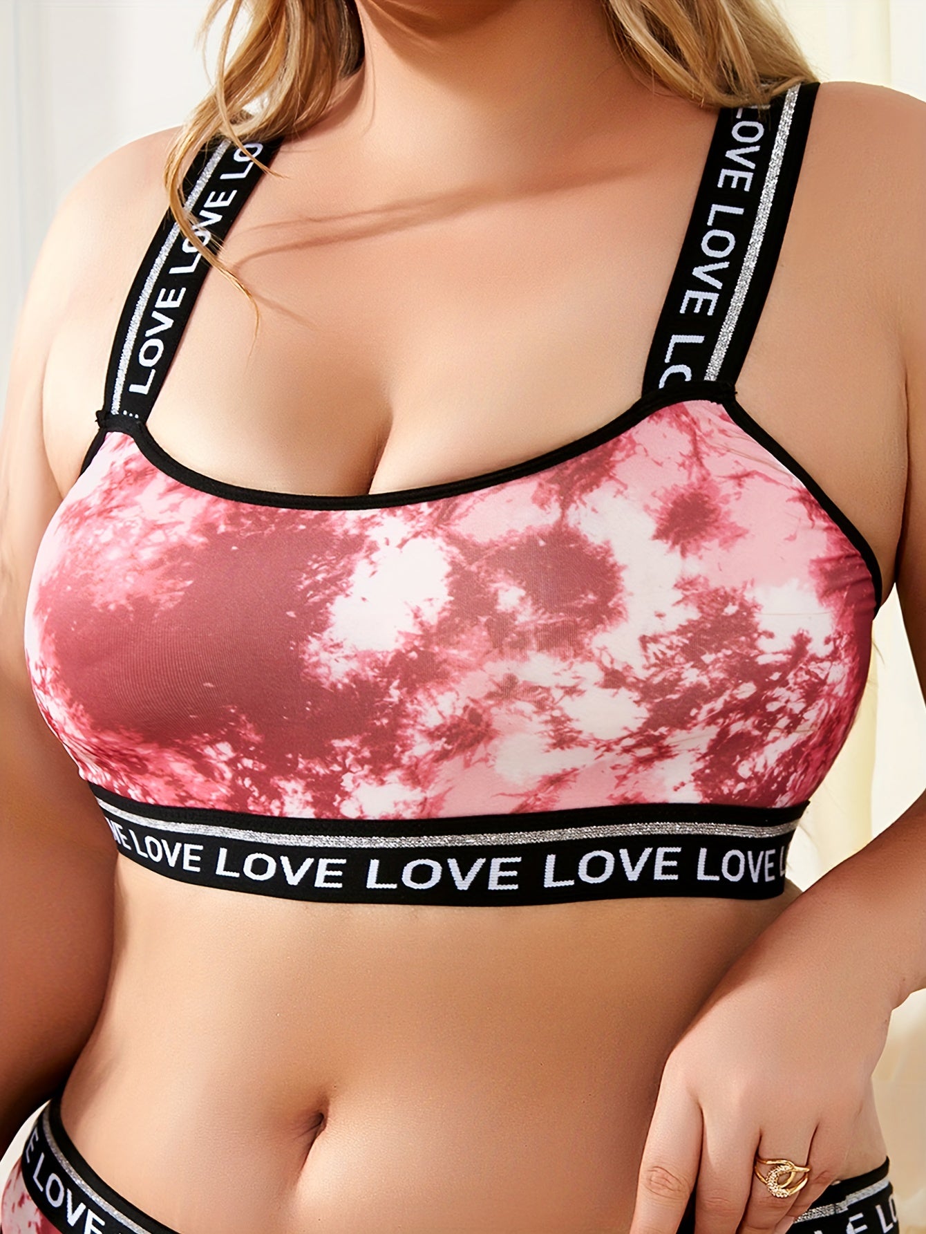 Plus Size Tie Dye Criss Cross Wireless Bralette
