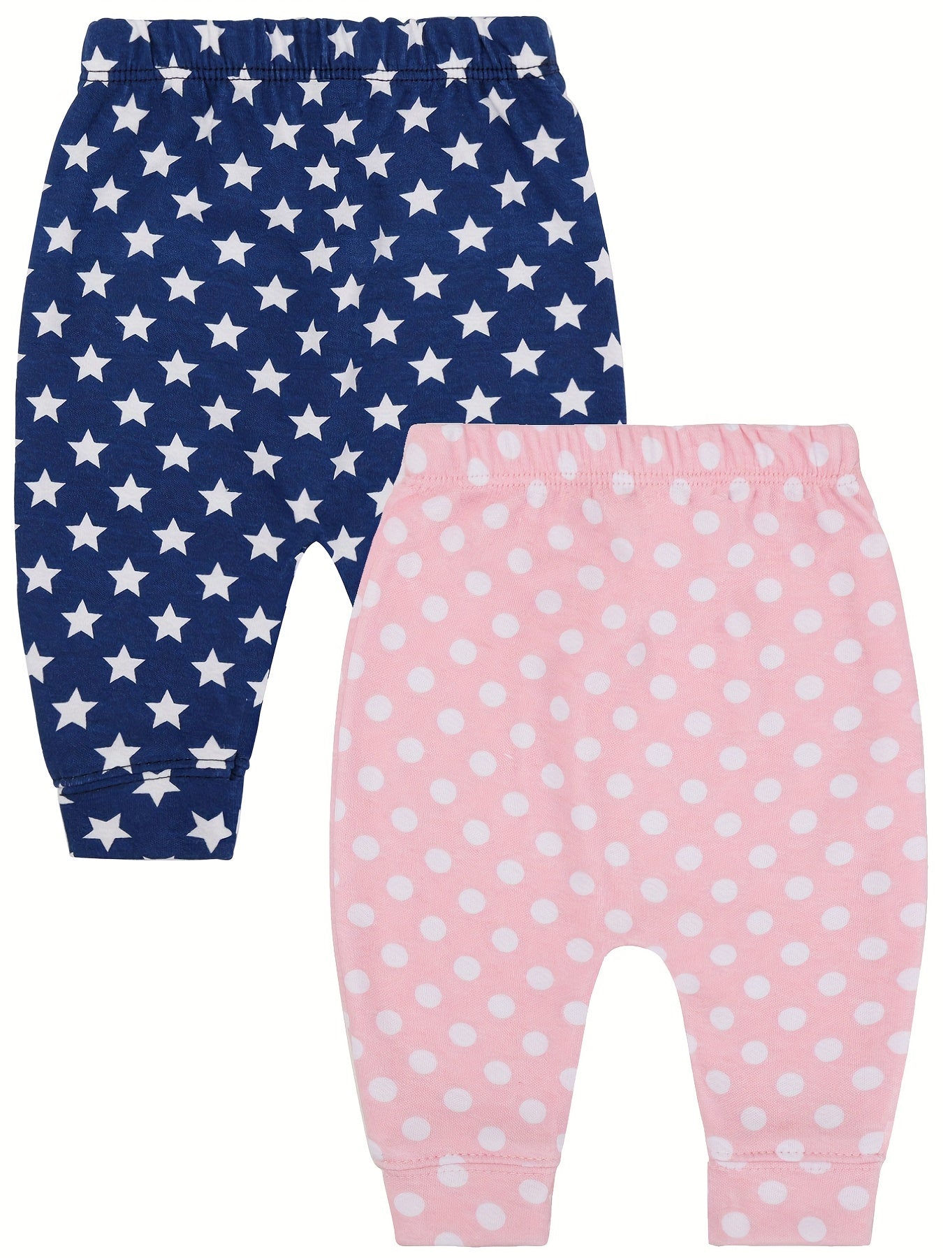 2 Pcs Comfy 100% Cotton Pants For Baby Girls 3-6 Months