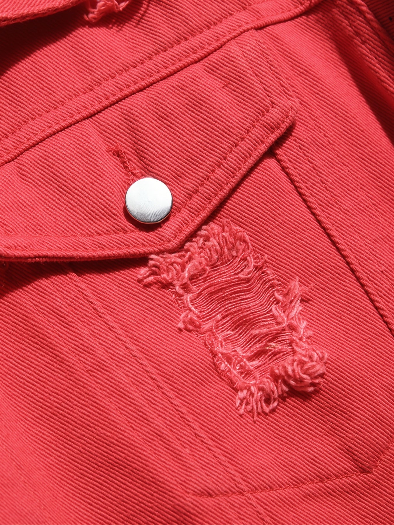 Men's Ripped Denim Button-Down Jacket