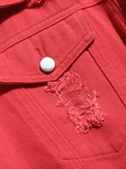 Men's Ripped Denim Button-Down Jacket